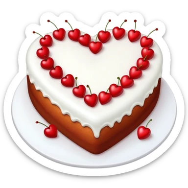 Heart shaped cake with small cherries for decoration  sticker
