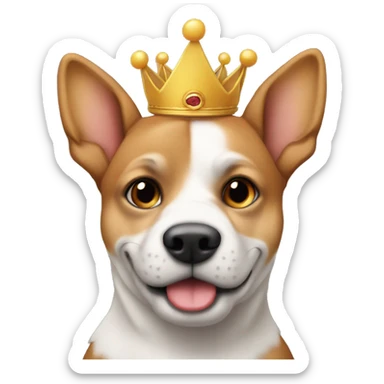 Een hond die een kroon aan heeft sticker