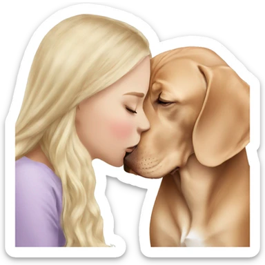 Pretty long white blonde hair girl kissing vizsla  sticker