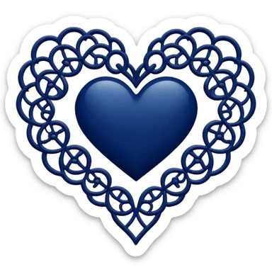 Navy blue heart lace sticker
