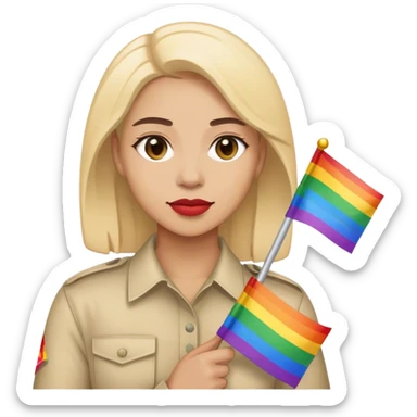 woman with lgbt flag sticker