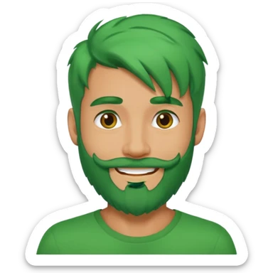 green long bonus hair and beard man sticker