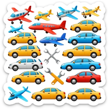 Emoji puzzle using objects or vehicles only.
Example: cars, bicycles, planes, tools.
One emoji slightly rotated or different shade.
Very subtle difference.
Modern flat design. sticker