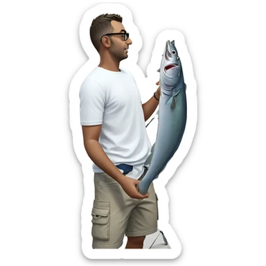 fishing boy at the beach sticker