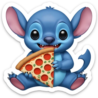 Stitch eating pizza sticker