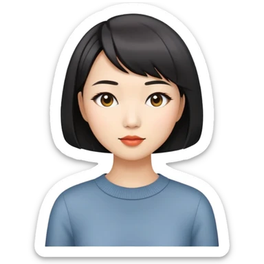 Asian woman model with stylish short bob haircut sticker
