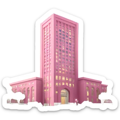pink university building looking like a skyscraper sticker
