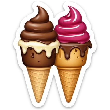 Create an image with 2 scoops of icecream slighted inverted ly placed aginst each other sticker