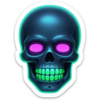 neon glowing skull sticker