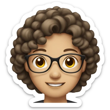 asian woman with glasses fair skin brown hair curly hair saying hi sticker