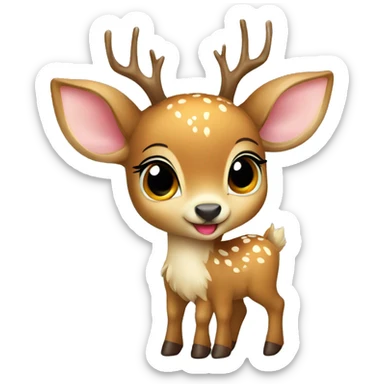 baby deer whit heart aming the hooves sticker