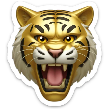 angry tiger made of gold sticker