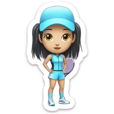 augmented cyberpunk asian girl in tennis uniform sticker