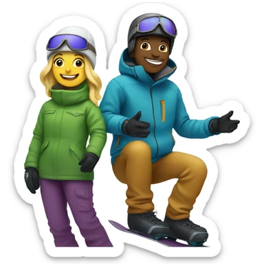 friends enjoying snowboarding outdoors sticker