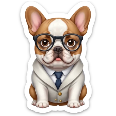 French bulldog with glasses sticker