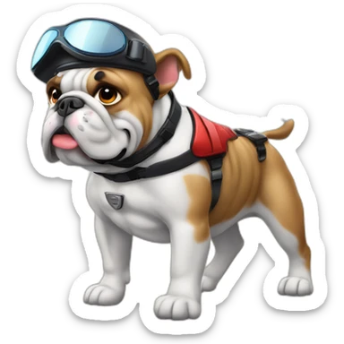 bulldog con casco de piloto de coche de carreras sticker