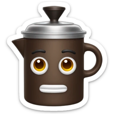 Moka pot with concerning eyes sticker