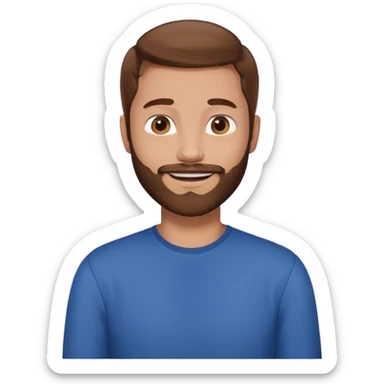 A man with brown hair and beard waiting for a hug sticker