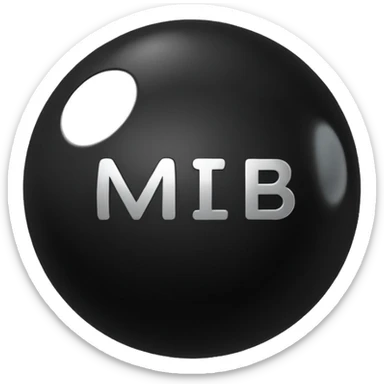 Black Ball with MB written on it sticker