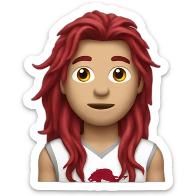 arkansas razorback with long hair sticker