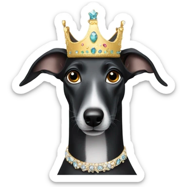 Black Greyhound in a tiara  sticker