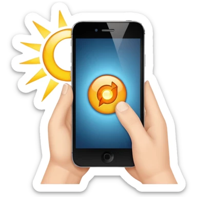 a hand holding a phone taking a picture with flash sticker