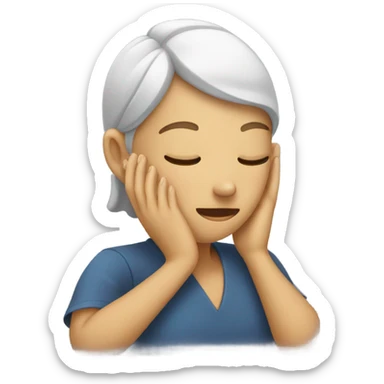 person covering her ear while eyes closed sticker