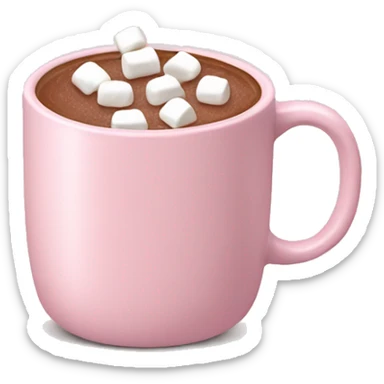 Light Pink mug of hot chocolate with marshmallows  sticker