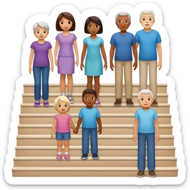 People of different stages of life standing each on different stair - infant, toddler, child, teenager, adult, Middle-aged and elderly sticker