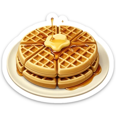 create a waffle on a plate with butter and maple syrup emoji sticker