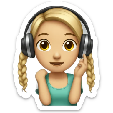 Girls listening to headphones sticker