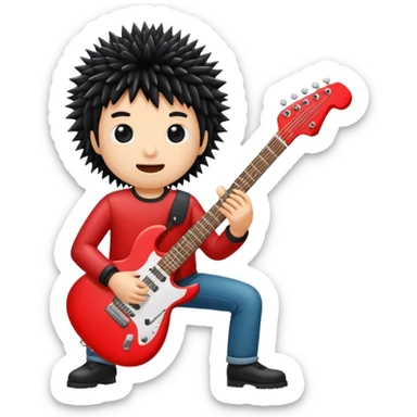 playing red electric guitar cute black sea urchin sticker