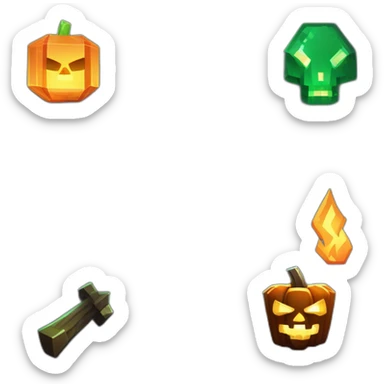Pixel Minecraft Fedora Halloween Witcher Skeleton Diamond Obsidian Emerald Flame Shiny Glow Reward Legendary Unique Epic Mystery sticker