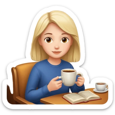 🍁☕📖 Cozy autumn evening with a warm coffee and a book sticker