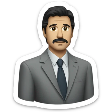 Season 3 Javier Peña from Narcos in a grey suit sticker