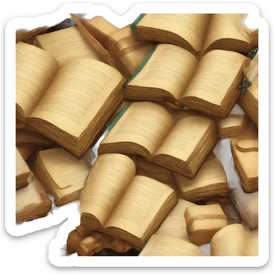 pile of books and scrolls, dungeons and dragons sticker