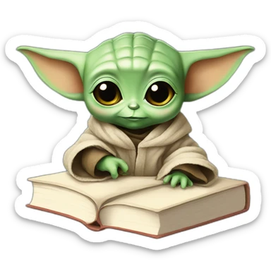 baby yoda studying on books sticker