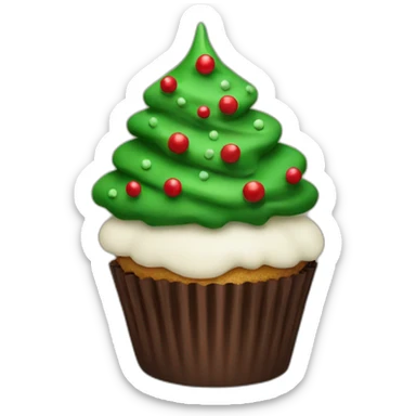 Happy Christmas tree cupcake sticker