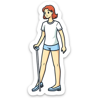 Lady with right leg cast sticker