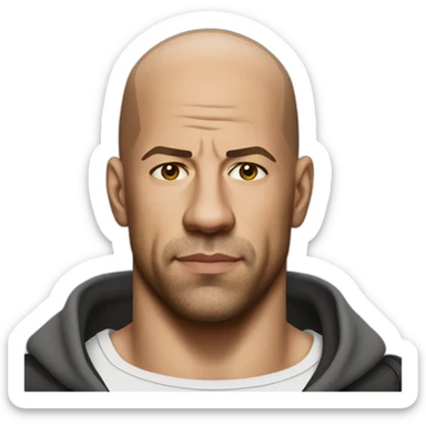 actor vin diesel serious real half body sticker