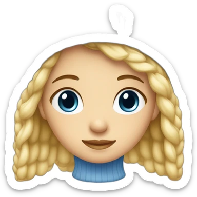 Une fille avec des cheveux courts blonde dégradé et un bonnet bleu ciel  sticker