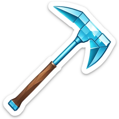 Minecraft diamond pickaxe with brown handle sticker