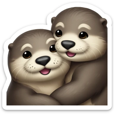 Cuddling cute otters, one has a mustache  sticker