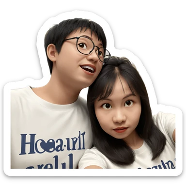 indoor selfie of girl and boy sticker