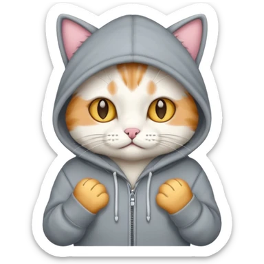 Cat wearing hoodie sticker