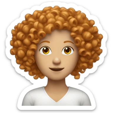Curly ginger woman with a white fax of hair sticker