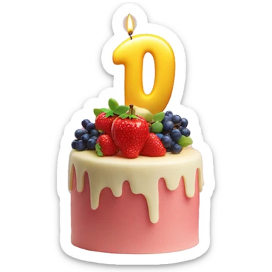 '10th' birthday candle on fruits cake sticker