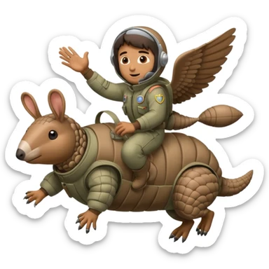 Man flying in the sky of armadillos sticker