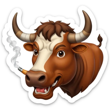 Longhorn Bull blowing smoke out of its nose sticker