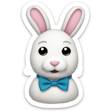 Stuffed bunny with bow tie sticker